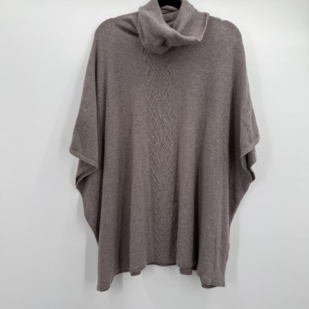 Garnet Hill Sweater Cape Womens Small Gray 100% Cashmere Cowl Neck Knit Poncho